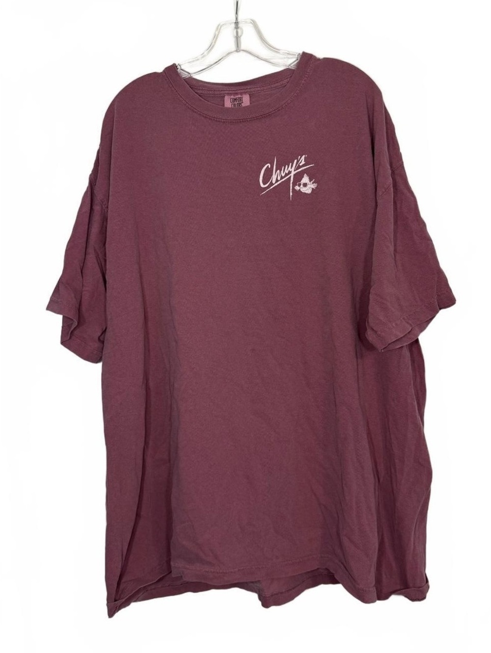 Chuys Comfort Colors 2XL Burgundy Graphic T-Shirt Stressed Blessed Taco Obsessed